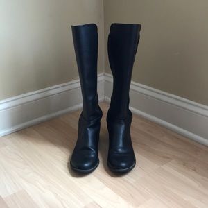 Black Leather Knee High Boots